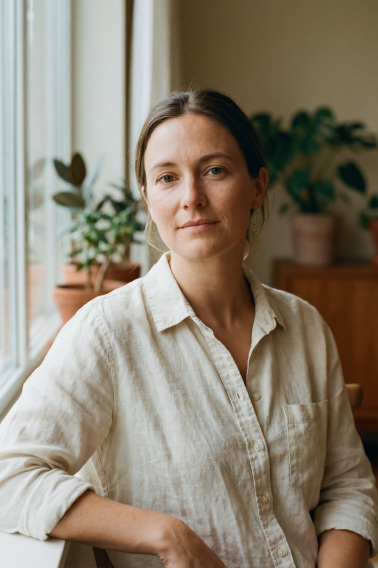 Ainslie, online grief coach, in a relaxed and approachable